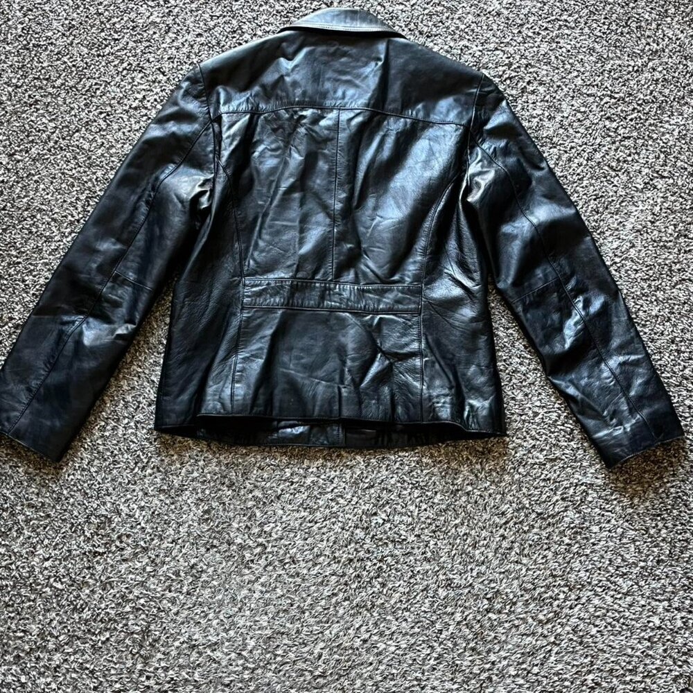 Wilsons Leather Maxima Black 100% Genuine Leather Womens L Biker Moto Durable - Picture 6 of 8